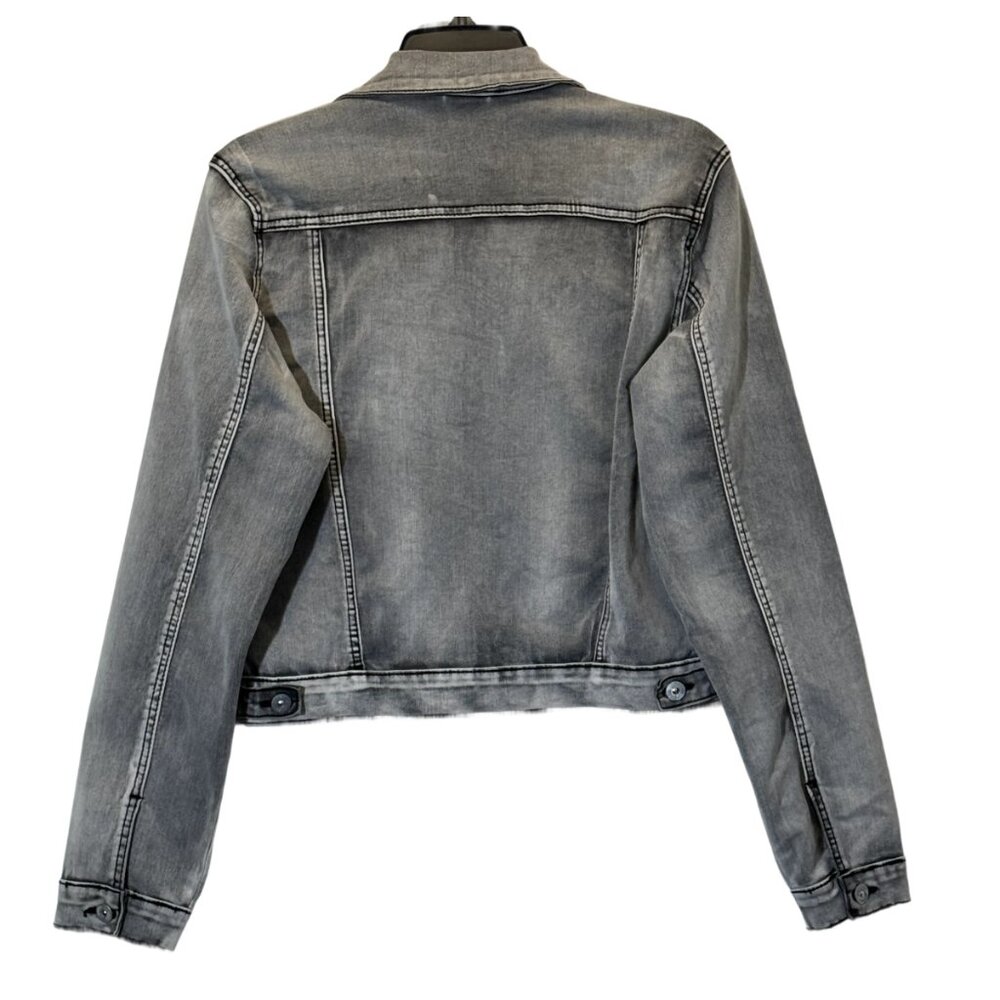 Women Gray Denim Jacket Size L - Picture 2 of 5